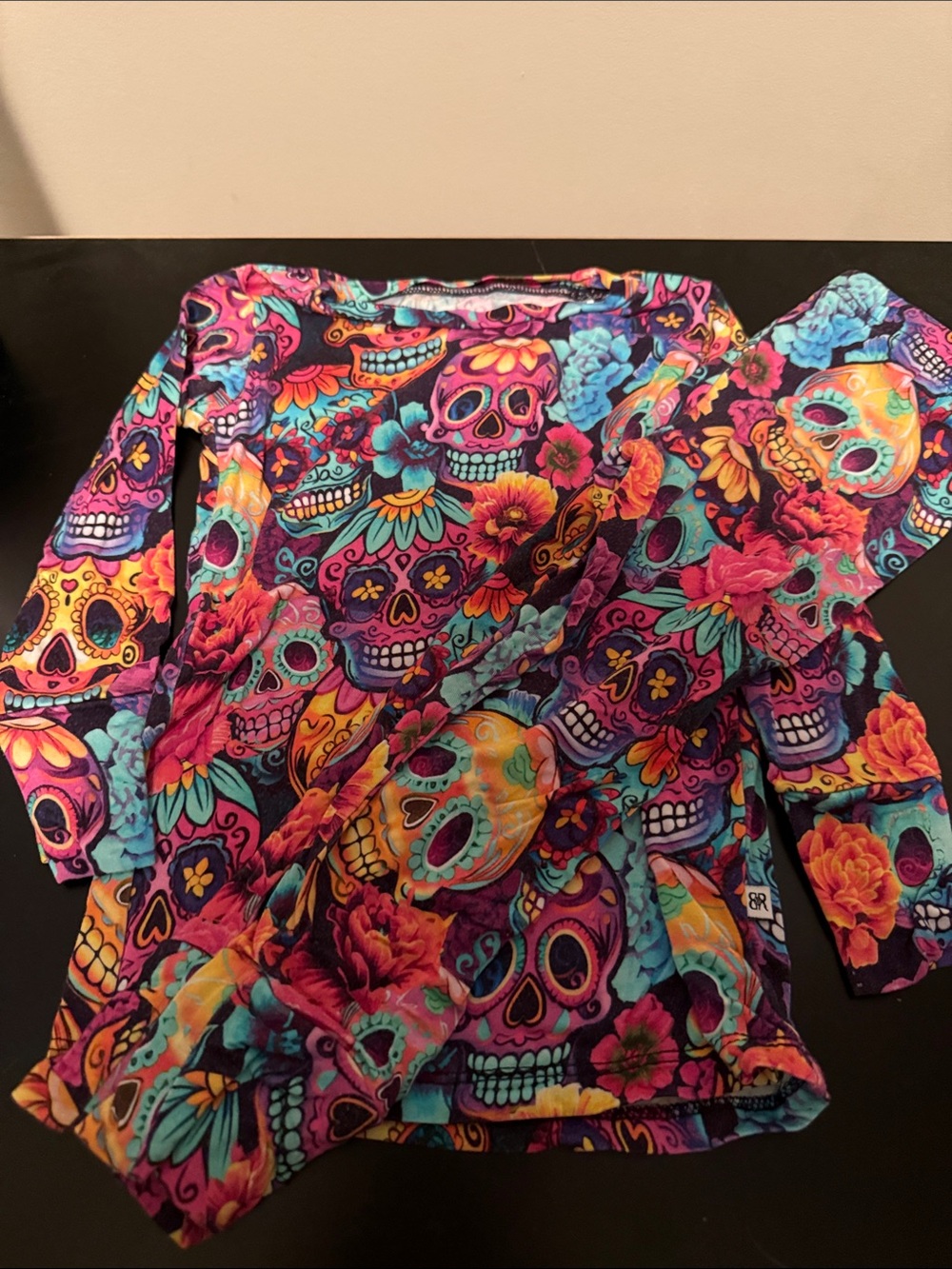 Kids Sugar Skull Print Pajama Set - Vibrant Multicolor